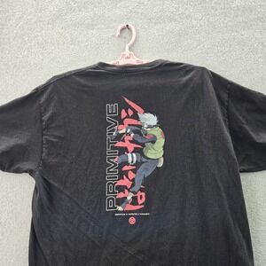 Primitive Men Shirt XL Black Graphic Print Naruto Kakashi Anime Streetwear Logo